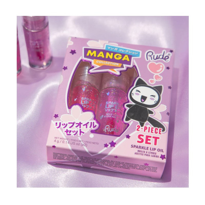 RUDE MANGA COLLECTION LIP OIL DUO-STRAWBERRY/GRAPE - Beauty Bar