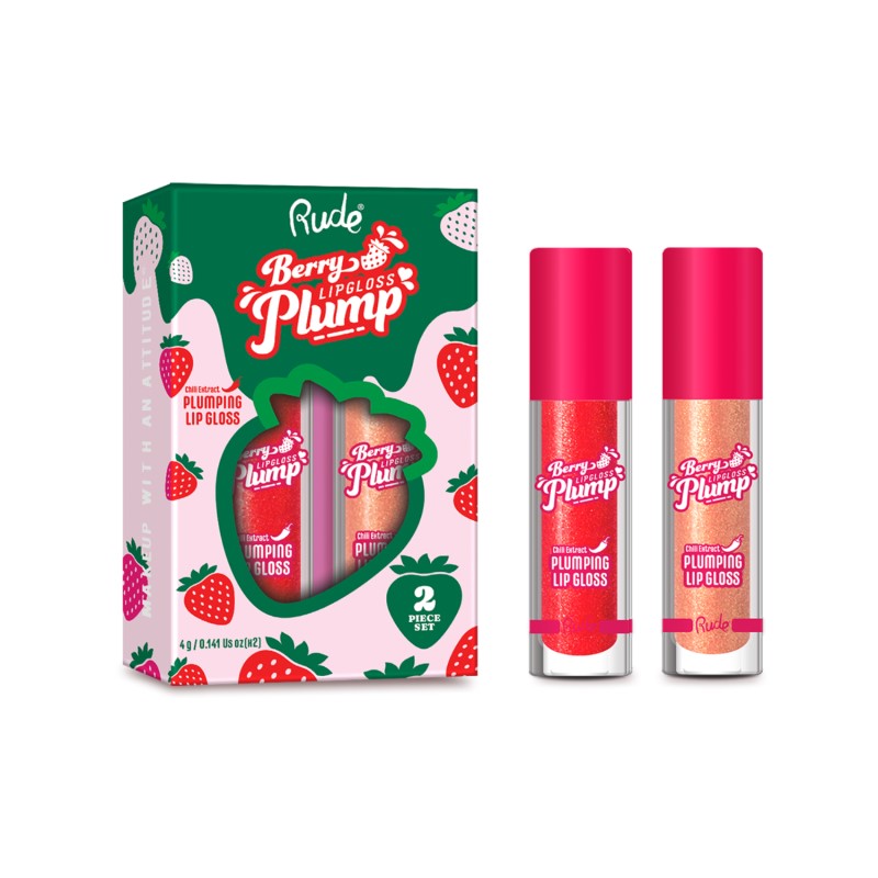 RUDE BERRY PLUMP LIP GLOSS DUO-FAIRY/STRAWBERRY KISS - Beauty Bar