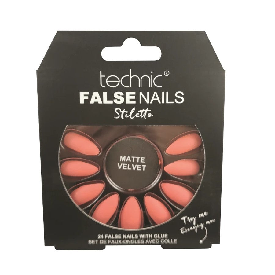 TECHNIC FALSE NAILS STILETTO - CORAL MATTE - Beauty Bar