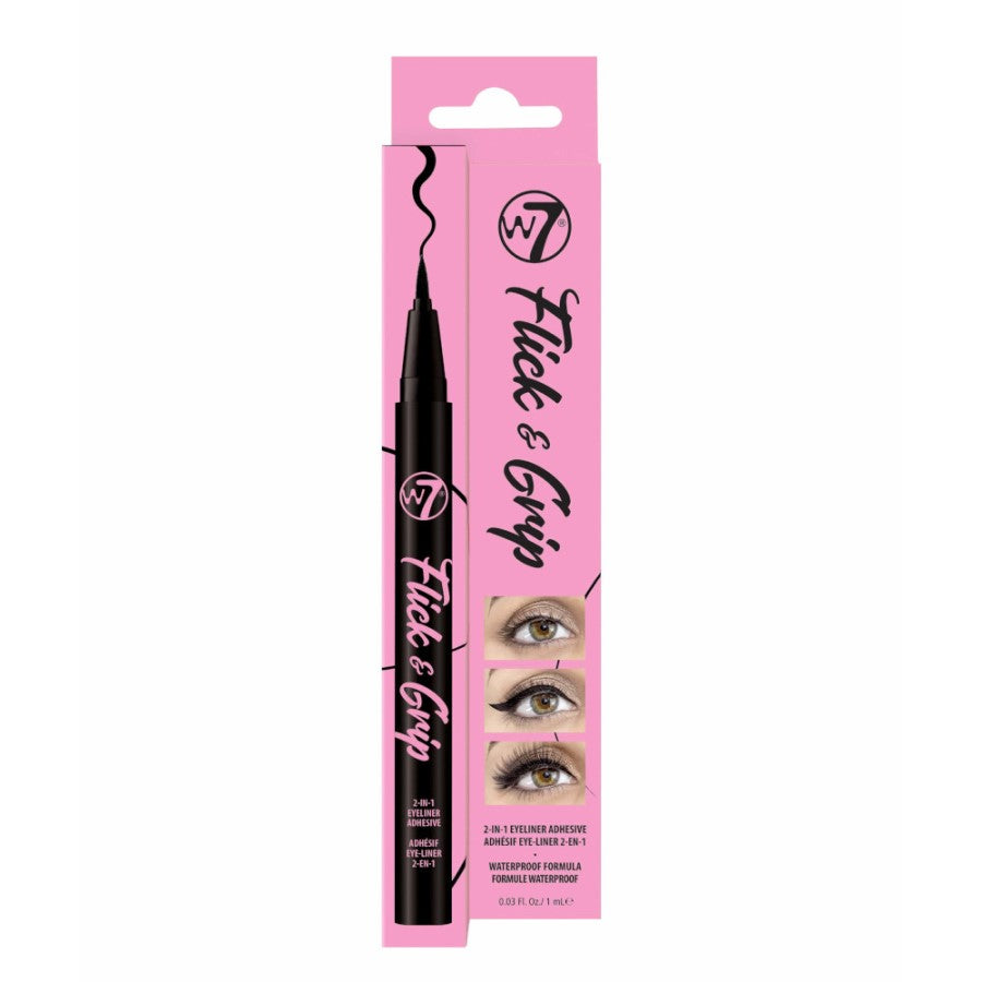 W7 FLICK & GRIP 2IN1 ADHESIVE EYELINER - Beauty Bar
