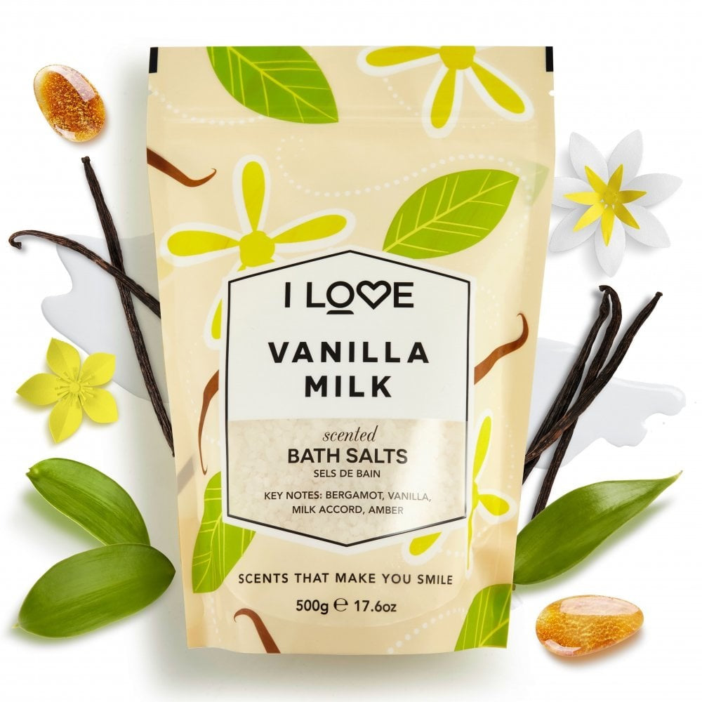 I LOVE SIGNATURE COLLECTION VANILLA MILK BATH SALTS 500G - Beauty Bar