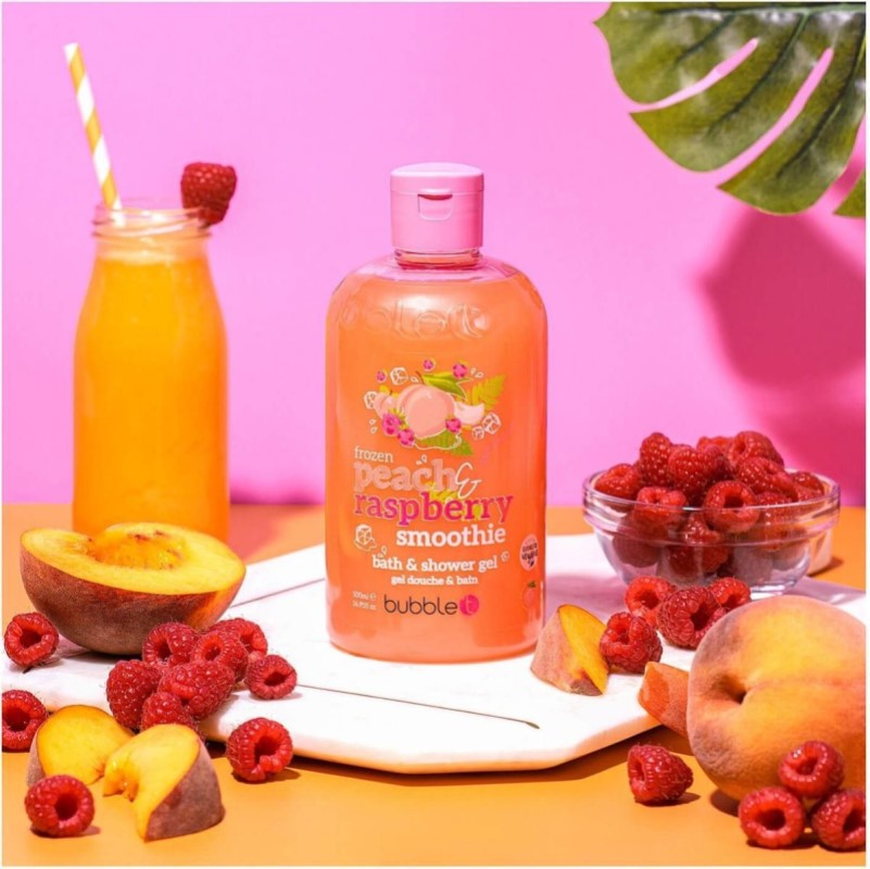 BUBBLE T BATH & SHOWER GEL PEACH & RASBERRY 500ML - Beauty Bar 