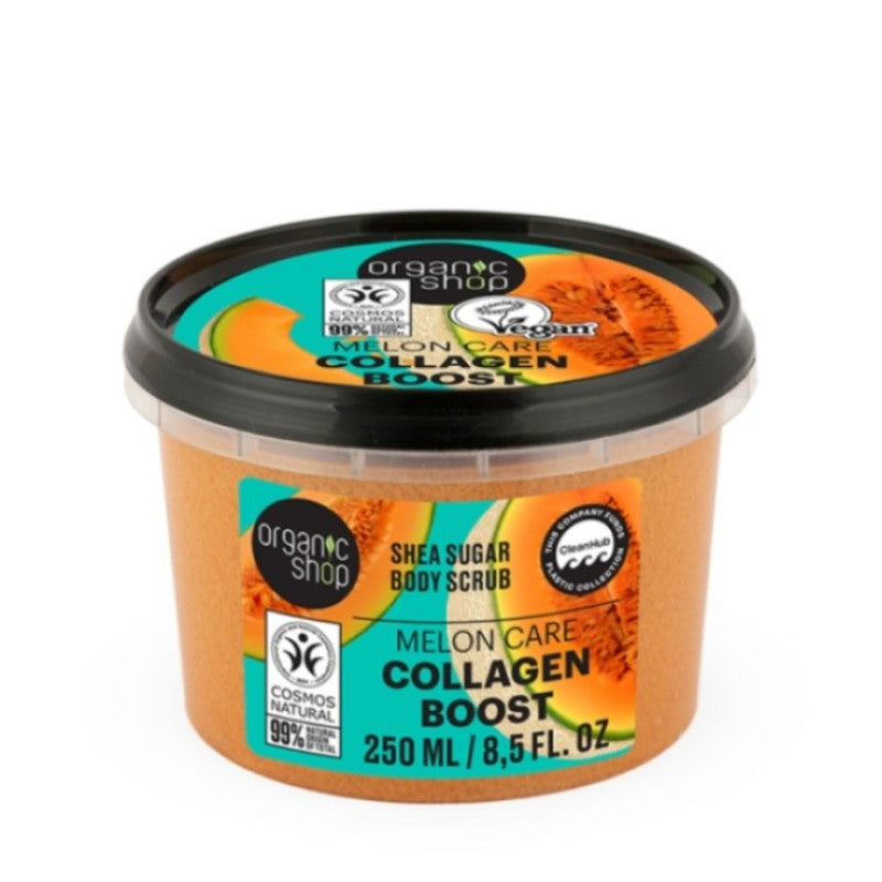 ORGANIC SHOP COLLAGEN BOOST SUGAR BODY SCRUB MELON 250ML - Beauty Bar 