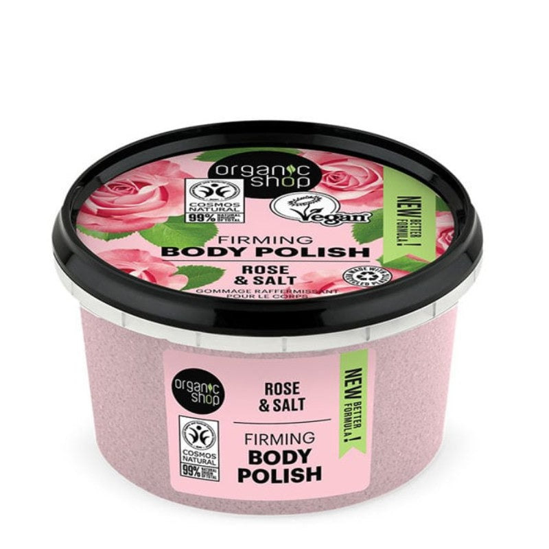 ORGANIC SHOP FIRMING BODY POLISH ROSE & SALT 250ML - Beauty Bar 