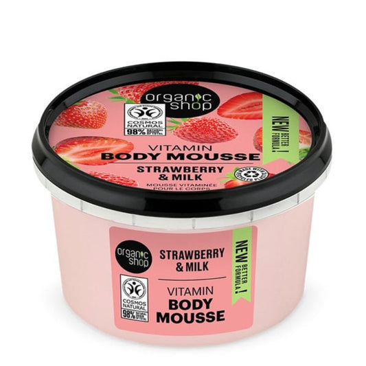 ORGANIC SHOP VITAMIN BODY MOUSSE STRAWBERRY & MILK 250ML - Beauty Bar 