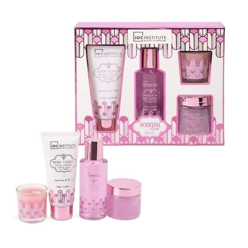 IDC INSTITUTE SCENTED BATH ROSE PERFECT BATH BOX 4PCS SET