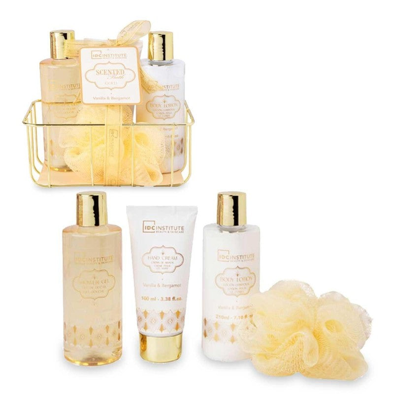 IDC INSTITUTE SCENTED BATH GOLD BATH ESSENTIALS 4PCS SET