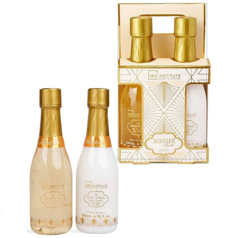 IDC INSTITUTE SCENTED BATH GOLD CHAMPAGNE SHOWER SET