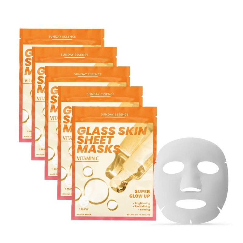 SUNDAY ESSENCE - SUPER GLOW UP VITAMIN C SHEET MASK - 5 SHEETS - Beauty Bar 