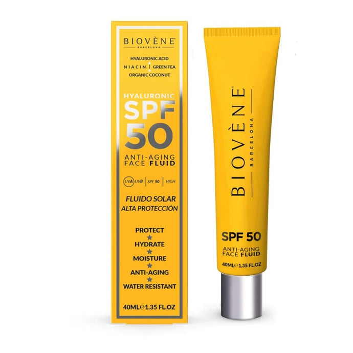 BIOVENE HYALURONIC SPF 50 ANTI-AGING FACE FLUID 40ML - Beauty Bar 