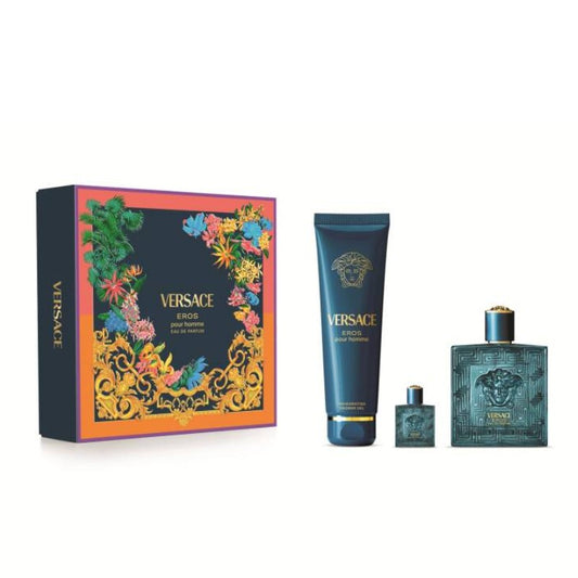 VERSACE EROS HOMME EDP 100ML & MINI & SHOWER GEL 150ML SET - Beauty Bar 