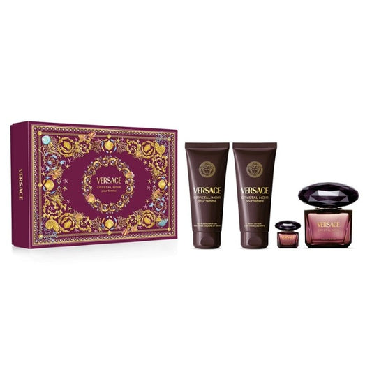 VERSACE CRYSTAL NOIR EDP 90ML & MINI & SHOWER GEL 100ML & BODY LOTION 100ML SET - Beauty Bar 