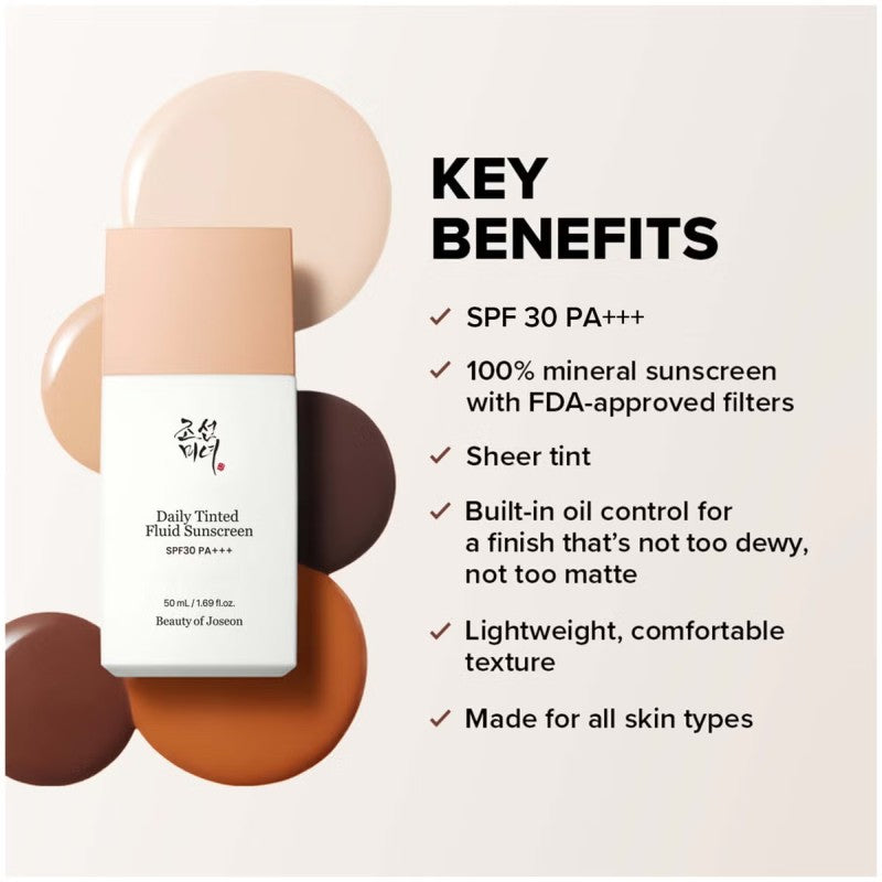 BEAUTY OF JOSEON TINTED FLUID SUNSCREEN SPF30 50ML AVAILABLE IN 6 SHADES