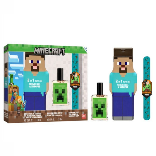 AIRVAL MINECRAFT EDT 50ML+2D SHOWER GEL+SHAMPOO 400ML+BRACELET - Beauty Bar 