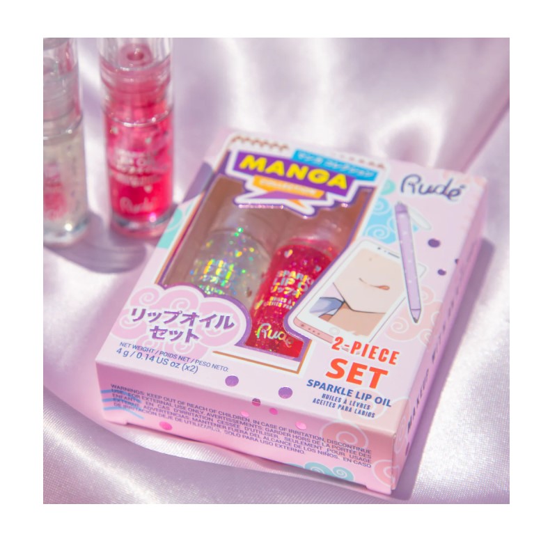 RUDE MANGA COLLECTION LIP OIL DUO-WATERMELON/MINT - Beauty Bar 