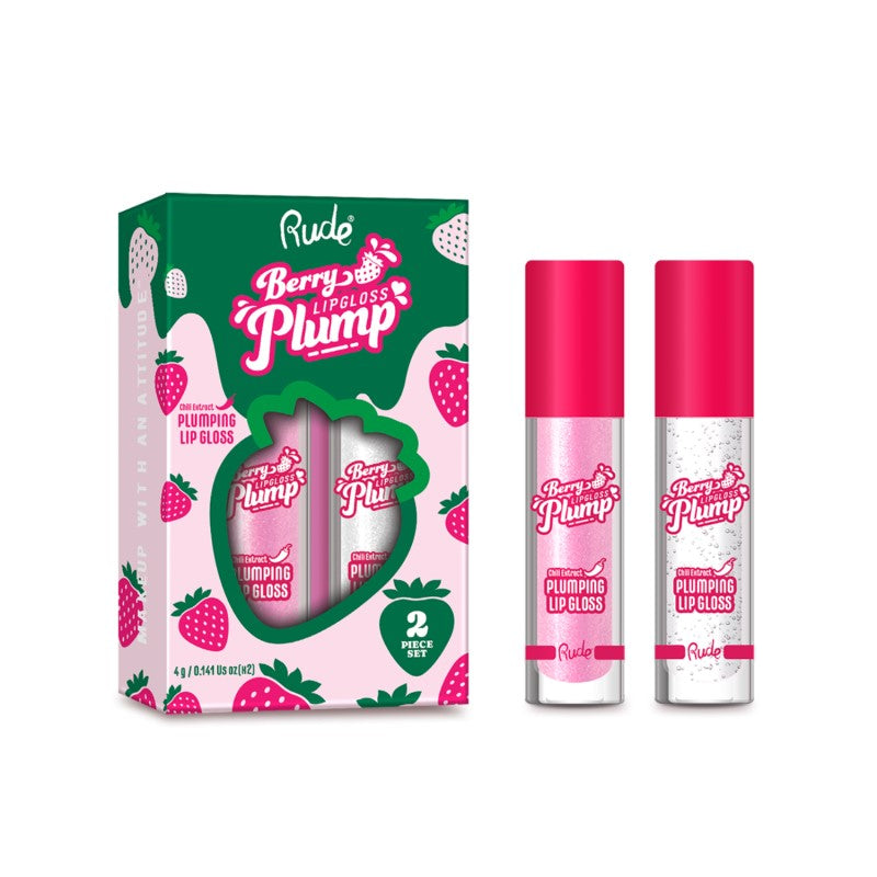 RUDE BERRY PLUMP LIP GLOSS DUO-PINK SUGAR/CRYSRAL CLEAR - Beauty Bar 