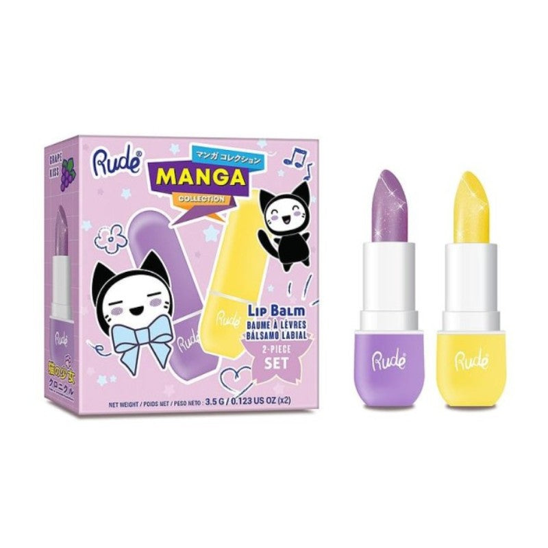 RUDE MANGA COLLECTION LIP BALM DUO-GRAPE/PINEAPLE - Beauty Bar 