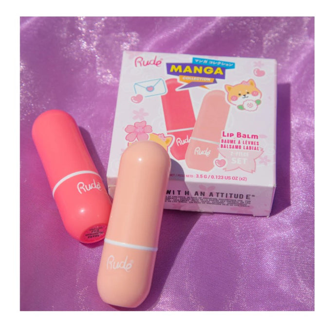 RUDE MANGA COLLECTION LIP BALM DUO-WATERMELON/PEACH - Beauty Bar 