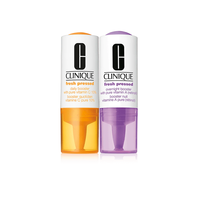 CLINIQUE FRESH PRESSED CLINICAL™ DAILY AND OVERNIGHT BOOSTERS WITH PURE VITAMINS C 10% + A (RETINOL) DUO - Beauty Bar 