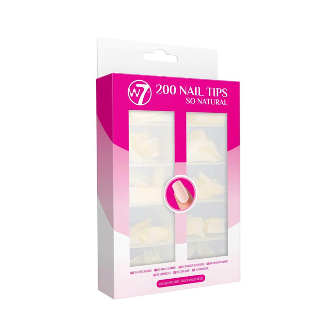 W7 200 ACRYLIC NATURAL NAIL TIPS - Beauty Bar 
