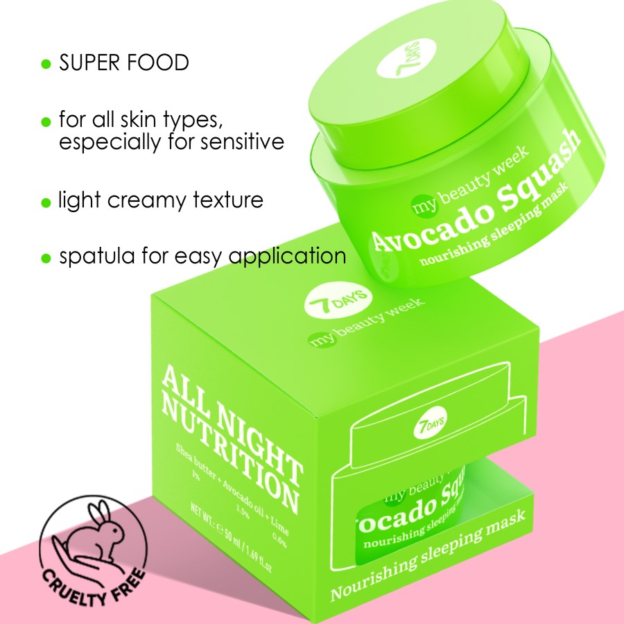 7DAYS AVOCADO SQUASH NOURISHING SLEEPING MASK 50ML - Beauty Bar 