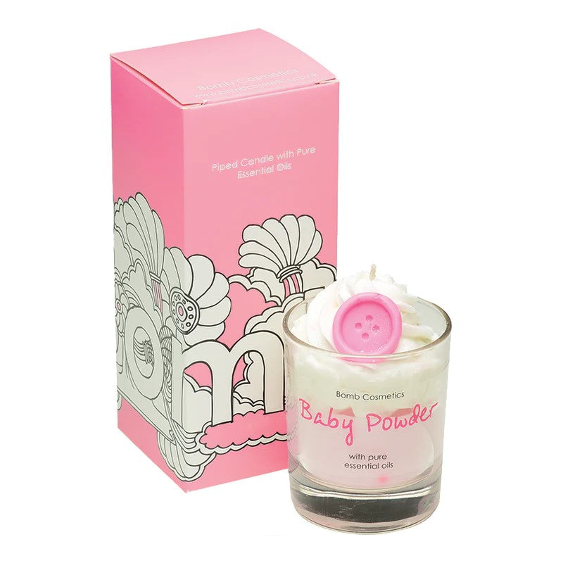 BOMB COSMETICS BABY POWDER PIPED GLASS CANDLE - Beauty Bar 
