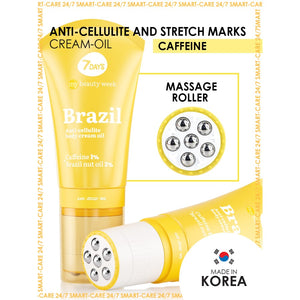 7DAYS BRAZIL ANTI-CELLULITE BODY CREAM OIL CAFFEINE 1% + BRAZIN NUT OIL 2% 130ML - Beauty Bar 