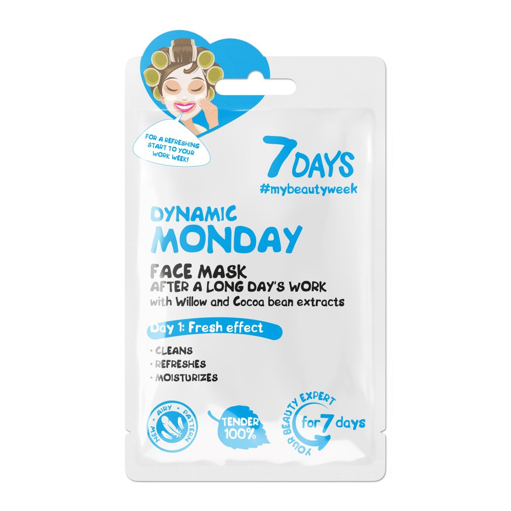 7DAYS DYNAMIC MONDAY SHEET MASK WITH WILLOW AND COCOA BEANS EXTRACT - Beauty Bar Cyprus