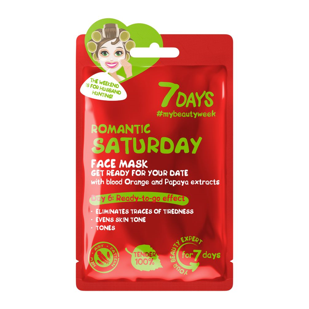 7DAYS ROMANTIC SATURDAY SHEET MASK WITH BLOOD ORANGE AND PAPAYA EXTRACTS - Beauty Bar Cyprus