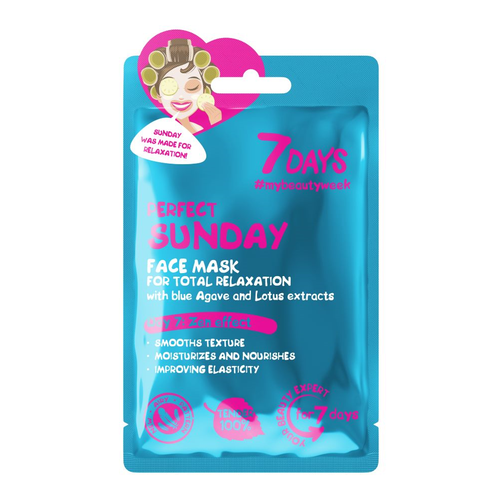 7DAYS PERFECT SUNDAY SHEET MASK WITH BLUE AGAVE AND LOTUS EXTRACTS - Beauty Bar Cyprus