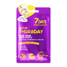 Load image into Gallery viewer, 7DAYS ACTIVE THURSDAY SHEET MASK WITH PEONY &amp; BLUEBERRY EXTRACTS - Beauty Bar Cyprus
