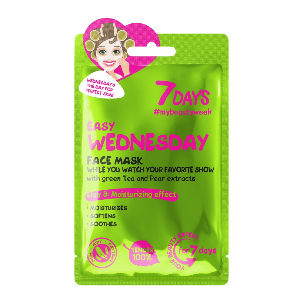 7DAYS EASY WEDNESDAY SHEET MASK WITH GREEN TEA & PEAR EXTRACTS - Beauty Bar Cyprus