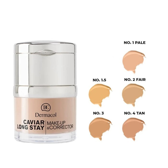 DERMACOL CAVIAR LONG STAY MAKE - UP & CORRECTOR - AVAILABLE IN 5 SHADES - Beauty Bar 