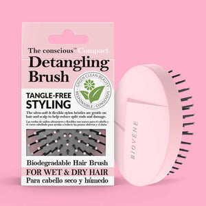 BIOVENE THE CONSCIOUS™ BIODEGRADABLE COMPACT DETANGLING BRUSH, WET & DRY HAIR - AVAILABLE IN 4 COLOURS - Beauty Bar 