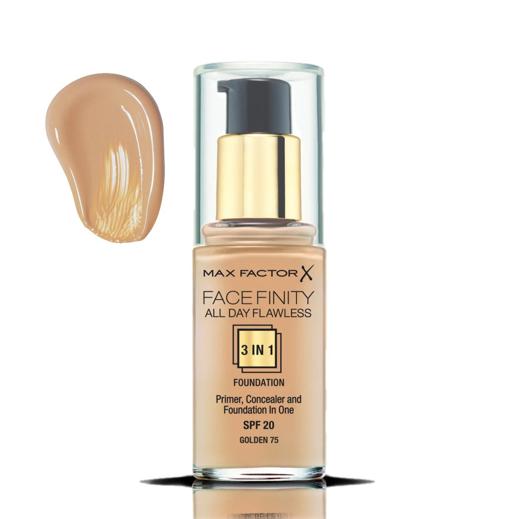 MAX FACTOR FACE FINITY ALL DAY FLAWLESS 3 IN 1 FOUNDATION - AVAILABLE IN A VARIETY OF SHADES - Beauty Bar Cyprus