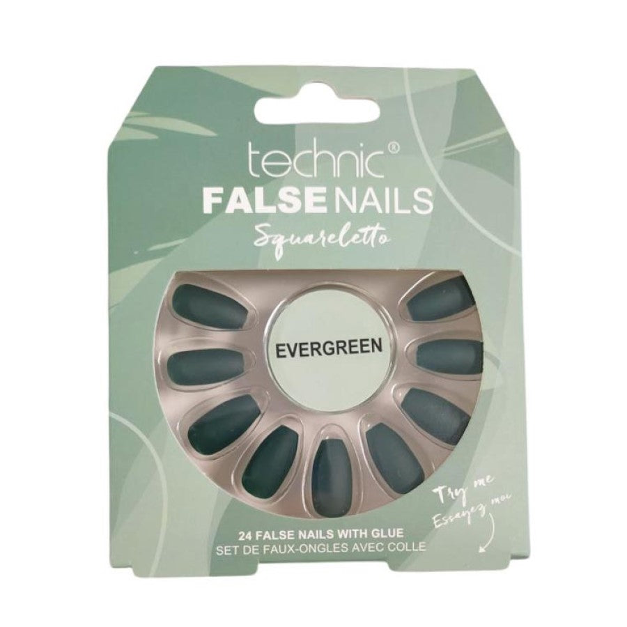 TECHNIC FALSE NAILS SQUARELETTO - EVERGREEN - Beauty Bar 