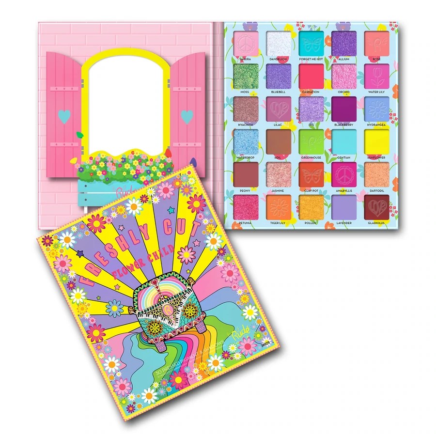 RUDE FLOWER CHILD 30 SHADOWS PALETTE - FRESHLY CUT - Beauty Bar 