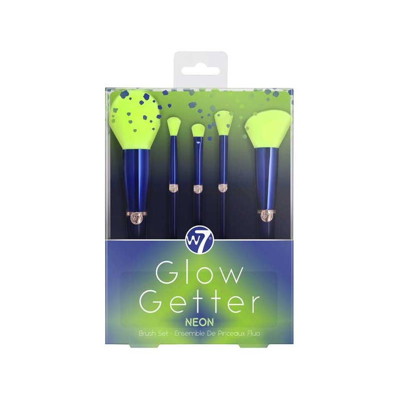 W7 GLOW GETTER NEON 5PCS MAKEUP BRUSH SET - Beauty Bar 