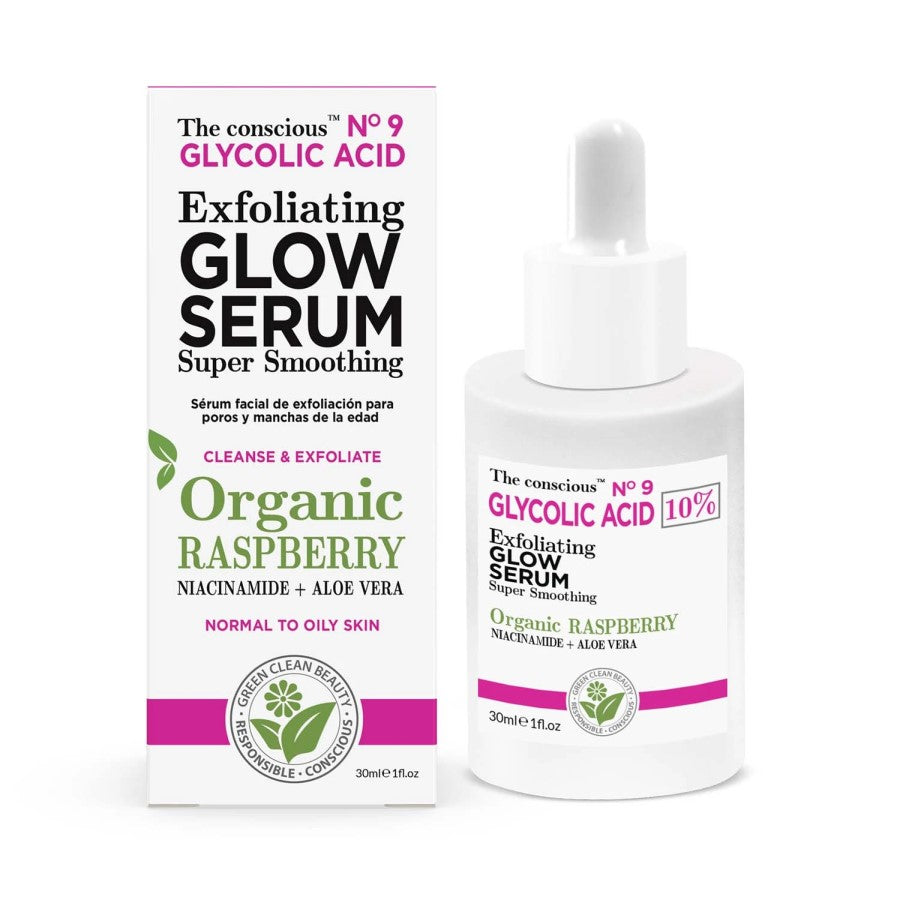 BIOVENE THE CONSCIOUS™ GLYCOLIC ACID EXFOLIATING GLOW SERUM ORGANIC RASPBERRY 30ML - Beauty Bar 