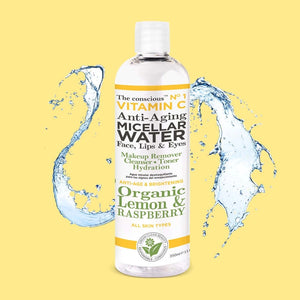 BIOVENE THE CONSCIOUS™ VITAMIN C ANTI-AGING MICELLAR WATTER ORGANIC LEMON & RASPBERRY 350ML - Beauty Bar 