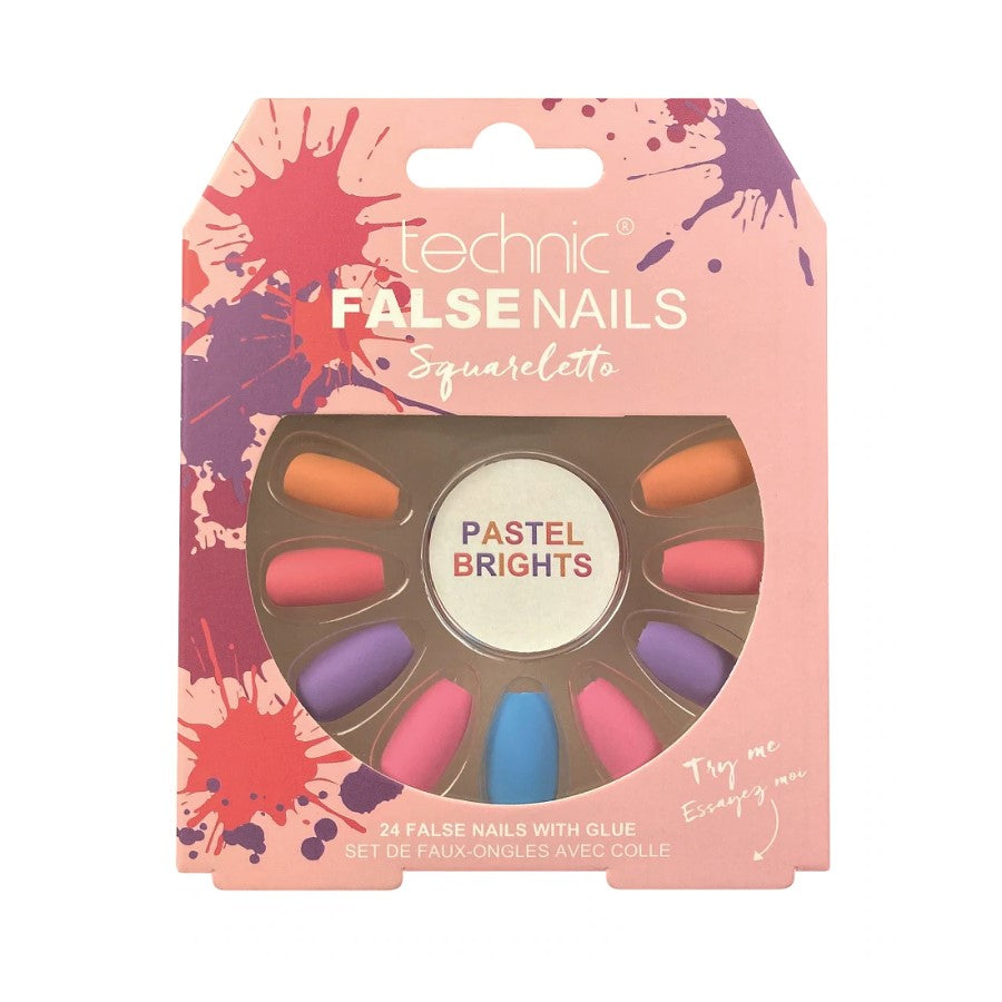 TECHNIC FALSE NAILS SQUARELETTO - PASTEL BRIGHTS - Beauty Bar 
