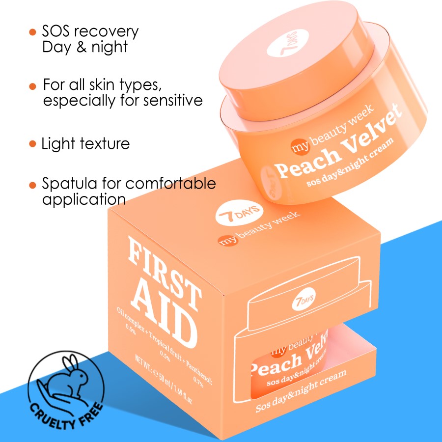 7DAYS PEACH VELVET SOS DAY & NIGHT CREAM 50ML - Beauty Bar 