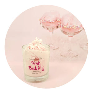 BOMB COSMETICS PINK BUBBLY PIPED GLASS CANDLE - Beauty Bar 