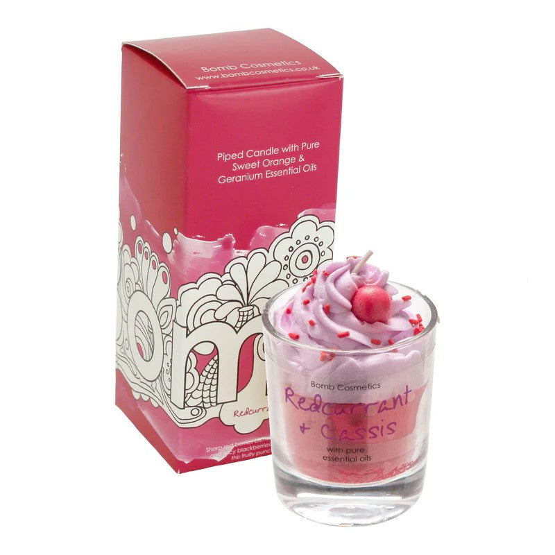 BOMB COSMETICS REDCURRANT & CASSIS PIPED GLASS CANDLE - Beauty Bar 